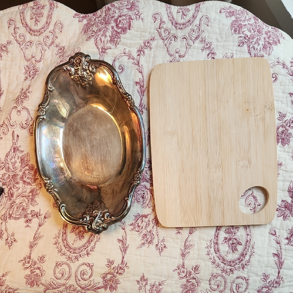 Vintage Silver Plated Small Trinket Tray Candy Dish Floral - Picture 2 of 10
